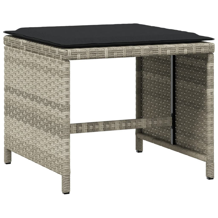 Sgabelli Giardino Cuscini 4pz Grigio Chiaro 41x41x36 Polyrattan 365046