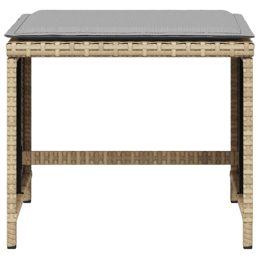 Sgabelli Giardino Cuscini 4pz Beige Misto 41x41x36cm Polyrattan 365047