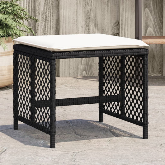 Sgabelli da Giardino con Cuscini 4pz Neri 41x41x36cm Polyrattan 365048