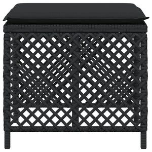 Sgabelli da Giardino con Cuscini 4pz Neri 41x41x36cm Polyrattan 365049