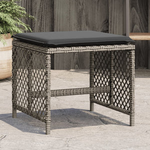 Sgabelli Giardino con Cuscini 4pz Grigi 41x41x36cm Polyrattan 365050