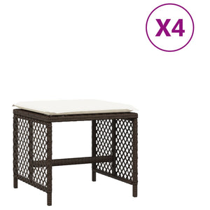 Sgabelli Giardino con Cuscini 4pz Marroni 41x41x36cm Polyrattan 365051