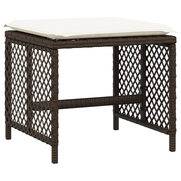 Sgabelli Giardino con Cuscini 4pz Marroni 41x41x36cm Polyrattan 365051