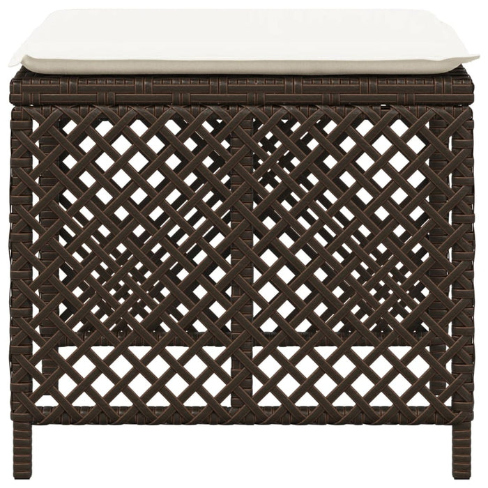 Sgabelli Giardino con Cuscini 4pz Marroni 41x41x36cm Polyrattan 365051