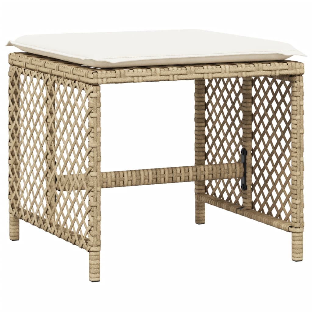 Sgabelli Giardino con Cuscini 4pz Beige 41x41x36cm Polyrattan 365052