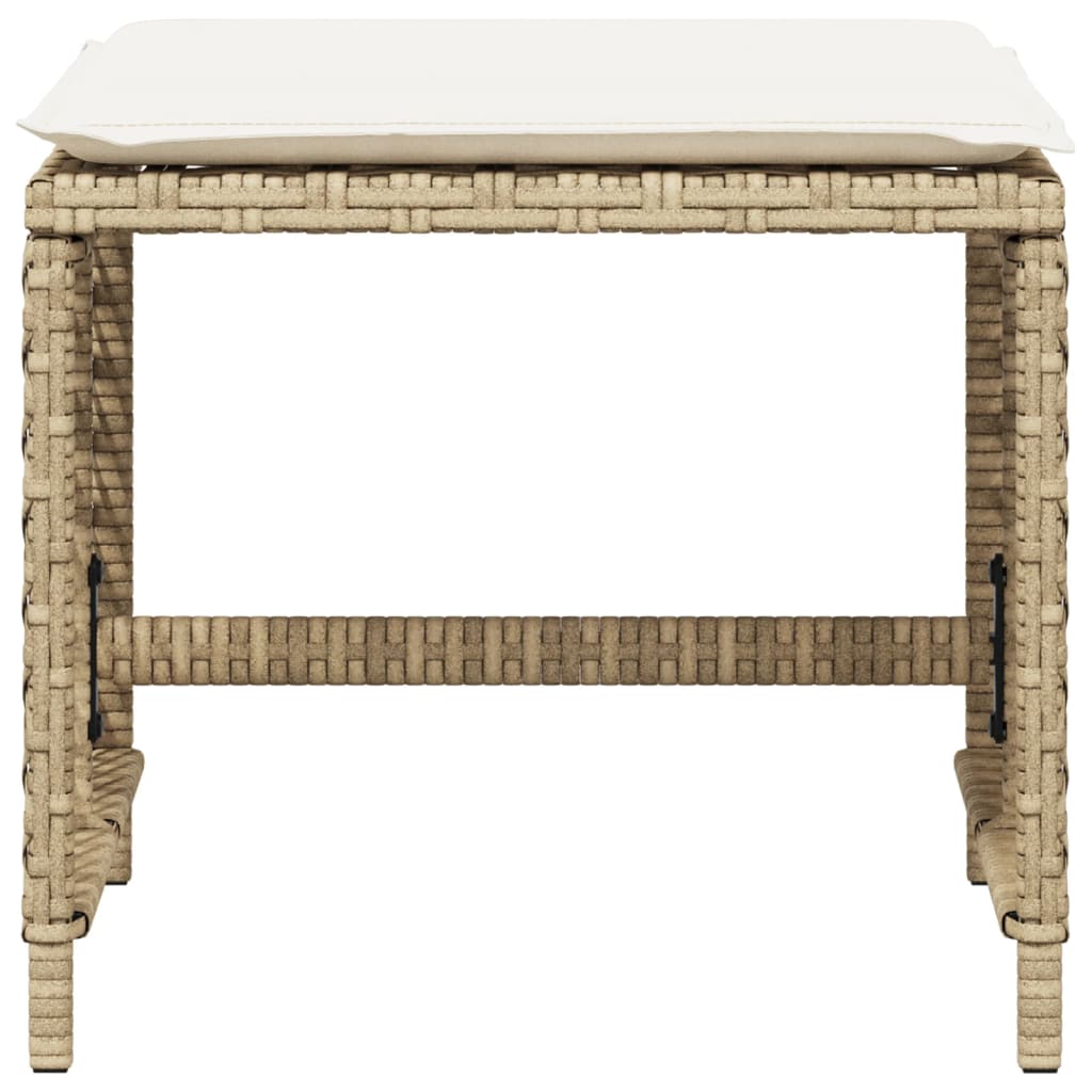 Sgabelli Giardino con Cuscini 4pz Beige 41x41x36cm Polyrattan 365052