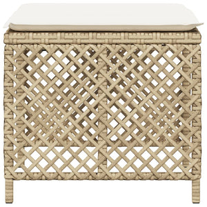 Sgabelli Giardino con Cuscini 4pz Beige 41x41x36cm Polyrattan 365052