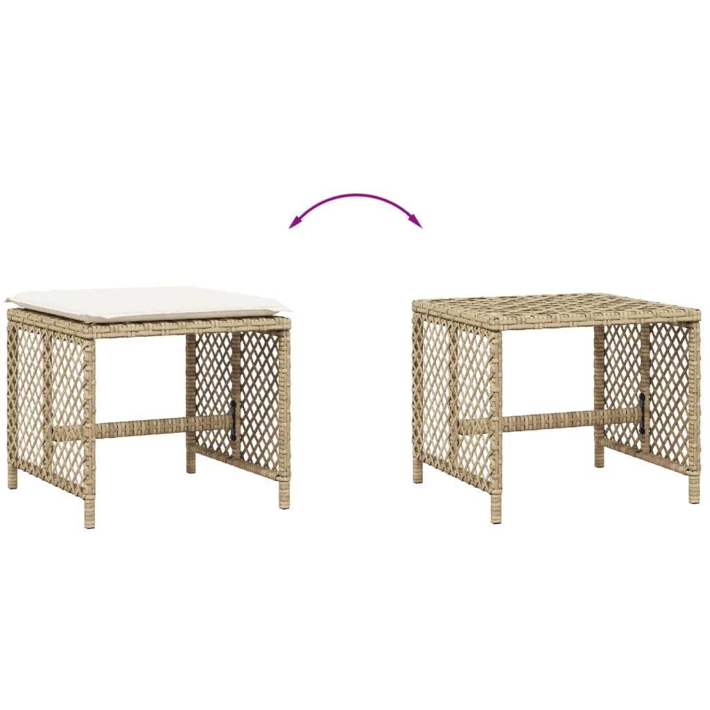 Sgabelli Giardino con Cuscini 4pz Beige 41x41x36cm Polyrattan 365052