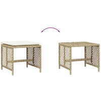 Sgabelli Giardino con Cuscini 4pz Beige 41x41x36cm Polyrattan 365052