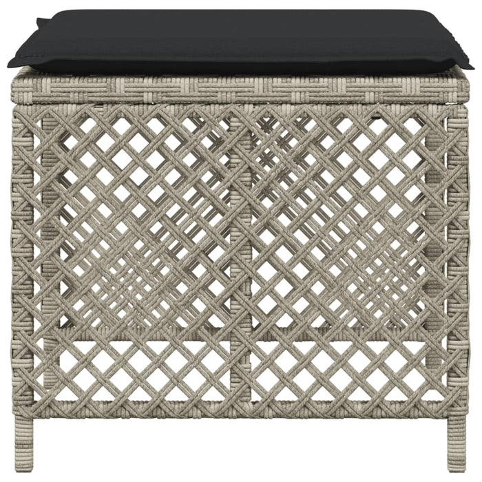 Sgabelli Giardino Cuscini 4pz Grigio Chiaro 41x41x36 Polyrattan 365053