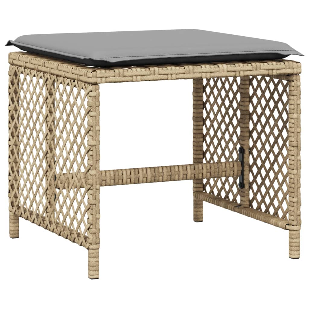 Sgabelli Giardino Cuscini 4pz Beige Misto 41x41x36cm Polyrattan 365054