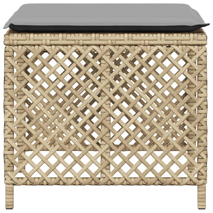 Sgabelli Giardino Cuscini 4pz Beige Misto 41x41x36cm Polyrattan 365054