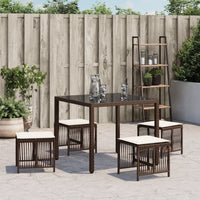 Sgabelli Giardino con Cuscini 4pz Marroni 41x41x36cm Polyrattan 365058