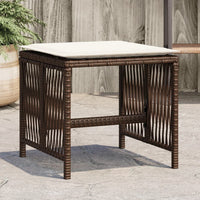 Sgabelli Giardino con Cuscini 4pz Marroni 41x41x36cm Polyrattan 365058