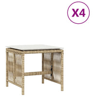 Sgabelli Giardino con Cuscini 4pz Beige 41x41x36cm Polyrattan 365059