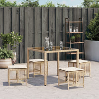 Sgabelli Giardino con Cuscini 4pz Beige 41x41x36cm Polyrattan 365059