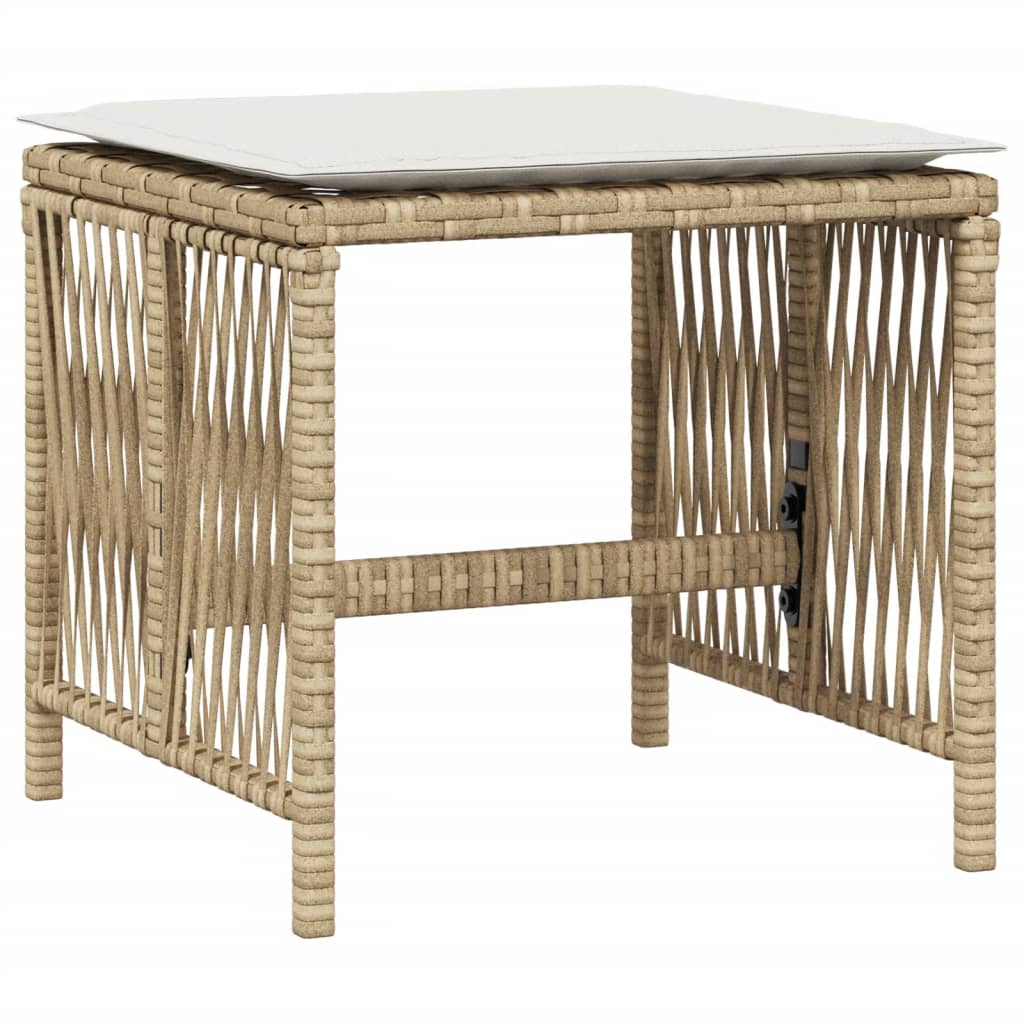 Sgabelli Giardino con Cuscini 4pz Beige 41x41x36cm Polyrattan 365059