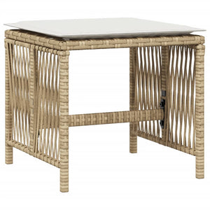 Sgabelli Giardino con Cuscini 4pz Beige 41x41x36cm Polyrattan 365059