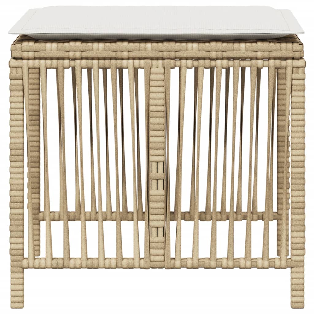 Sgabelli Giardino con Cuscini 4pz Beige 41x41x36cm Polyrattan 365059