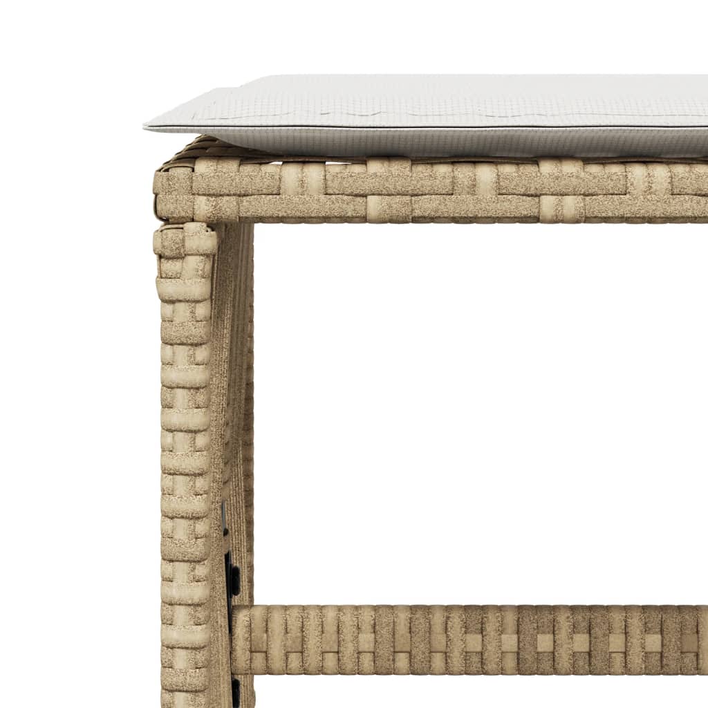 Sgabelli Giardino con Cuscini 4pz Beige 41x41x36cm Polyrattan 365059