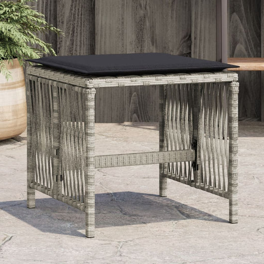 Sgabelli Giardino Cuscini 4pz Grigio Chiaro 41x41x36 Polyrattan 365060