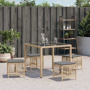 Sgabelli Giardino Cuscini 4pz Beige Misto 41x41x36cm Polyrattan 365061