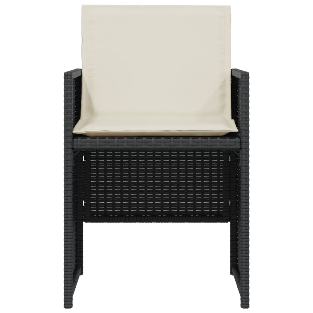 Set da Bistrò 3 pz con Cuscini Nero in Polyrattan 365062