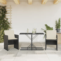 Set da Bistrò 3 pz con Cuscini Nero in Polyrattancod mxl 90999