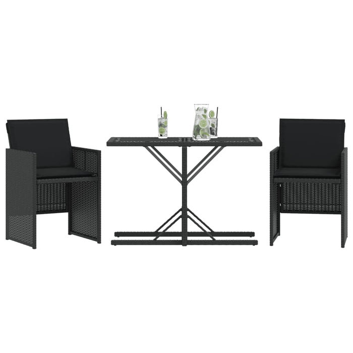 Set da Bistrò 3 pz con Cuscini Nero in Polyrattancod mxl 114976