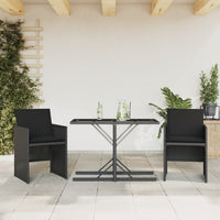 Set da Bistrò 3 pz con Cuscini Nero in Polyrattan 365063