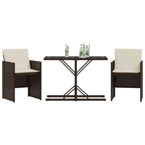 Set Bistrò 3 pz con Cuscini Marrone in Polyrattan 365065