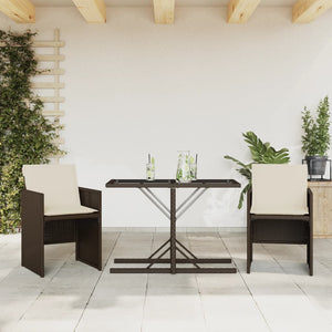 Set Bistrò 3 pz con Cuscini Marrone in Polyrattan 365065