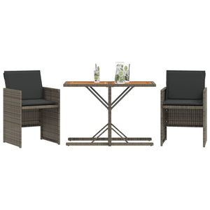 Set da Bistrò 3 pz con Cuscini Grigio in Polyrattan 365067