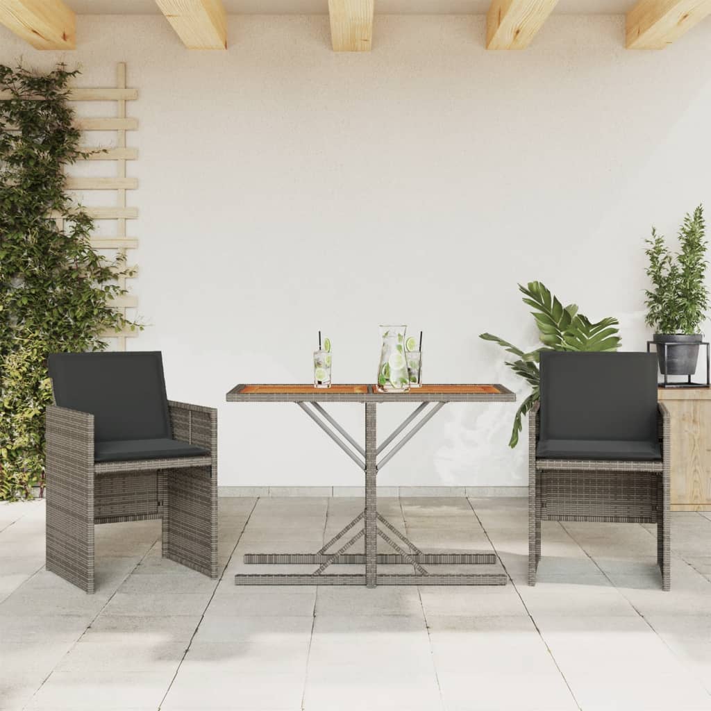 Set da Bistrò 3 pz con Cuscini Grigio in Polyrattan 365067