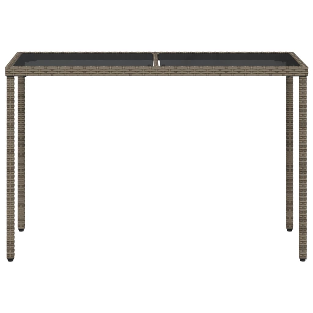 Tavolo da Giardino Piano in Vetro Grigio 115x54x74cm Polyrattan 365073