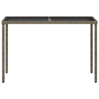 Tavolo da Giardino Piano in Vetro Grigio 115x54x74cm Polyrattan 365073