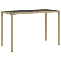 Tavolo da Giardino con Piano Vetro Beige 115x54x74cm Polyrattancod mxl 112941