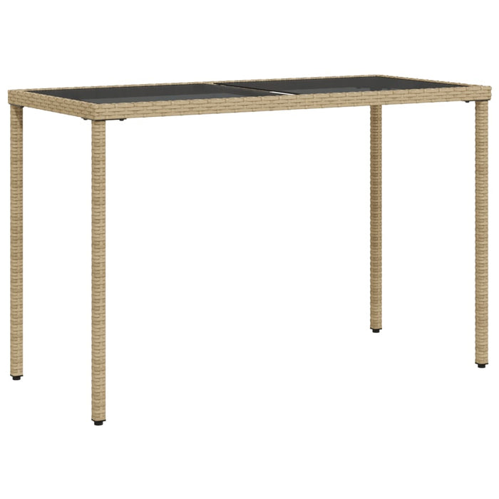 Tavolo da Giardino con Piano Vetro Beige 115x54x74cm Polyrattancod mxl 112941