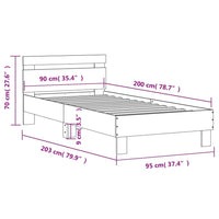 Giroletto senza Materasso con Testiera Rovere Sonoma 90x200 cm 838535