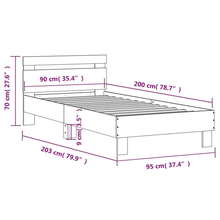 Giroletto Testiera Grigio Cemento 90x200 cm Legno Multistrato 838536