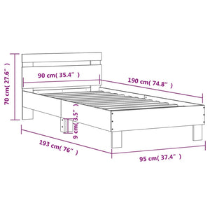 Giroletto con Testiera Rovere Sonoma 90x190cm Legno Multistrato 838563