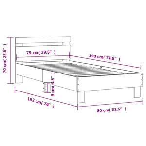 Giroletto con Testiera Rovere Sonoma 75x190cm Legno Multistrato 838570