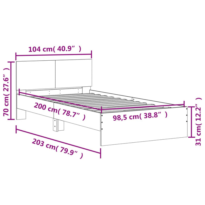 Giroletto Testiera Grigio Cemento 100x200 cm Legno Multistrato 838620