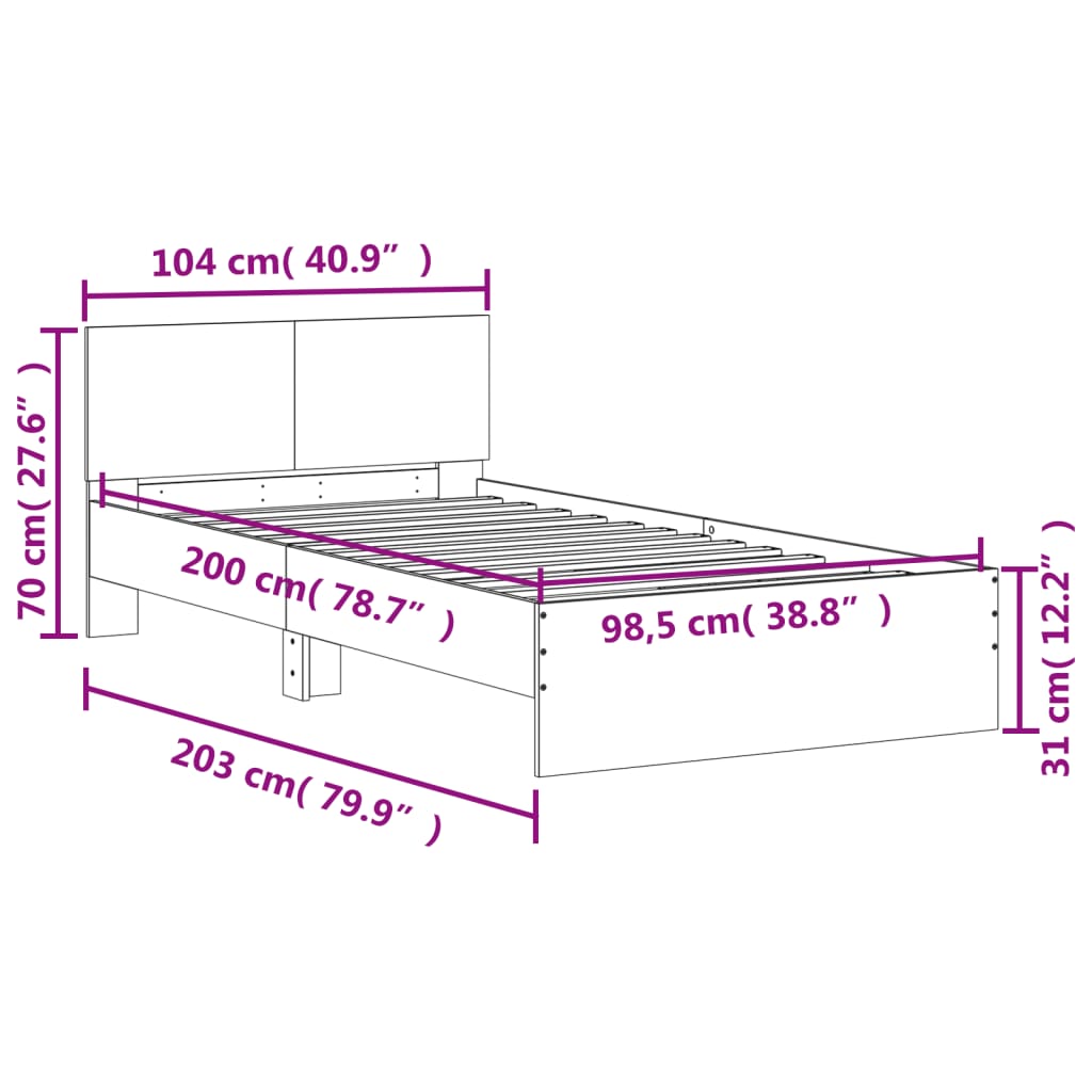 Giroletto Testiera Grigio Sonoma 100x200 cm Legno Multistrato 838622