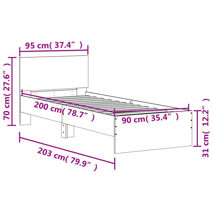 Giroletto con Testiera Bianco 90x200 cm in Legno Multistrato 838624