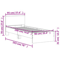 Giroletto e Testiera Grigio Cemento 90x190 cm Legno Multistrato 838655