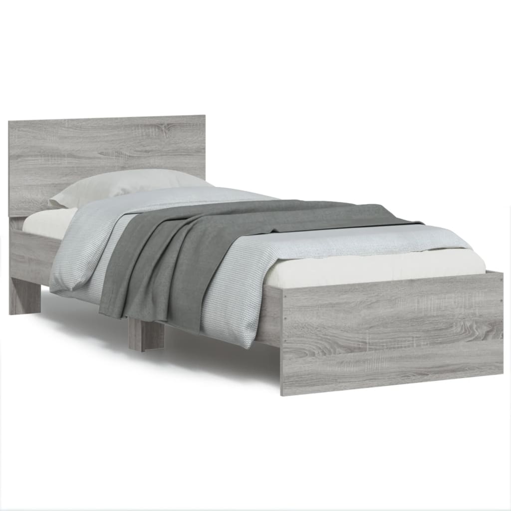 Giroletto con Testiera Grigio Sonoma 90x190cm Legno Multistratocod mxl 86533