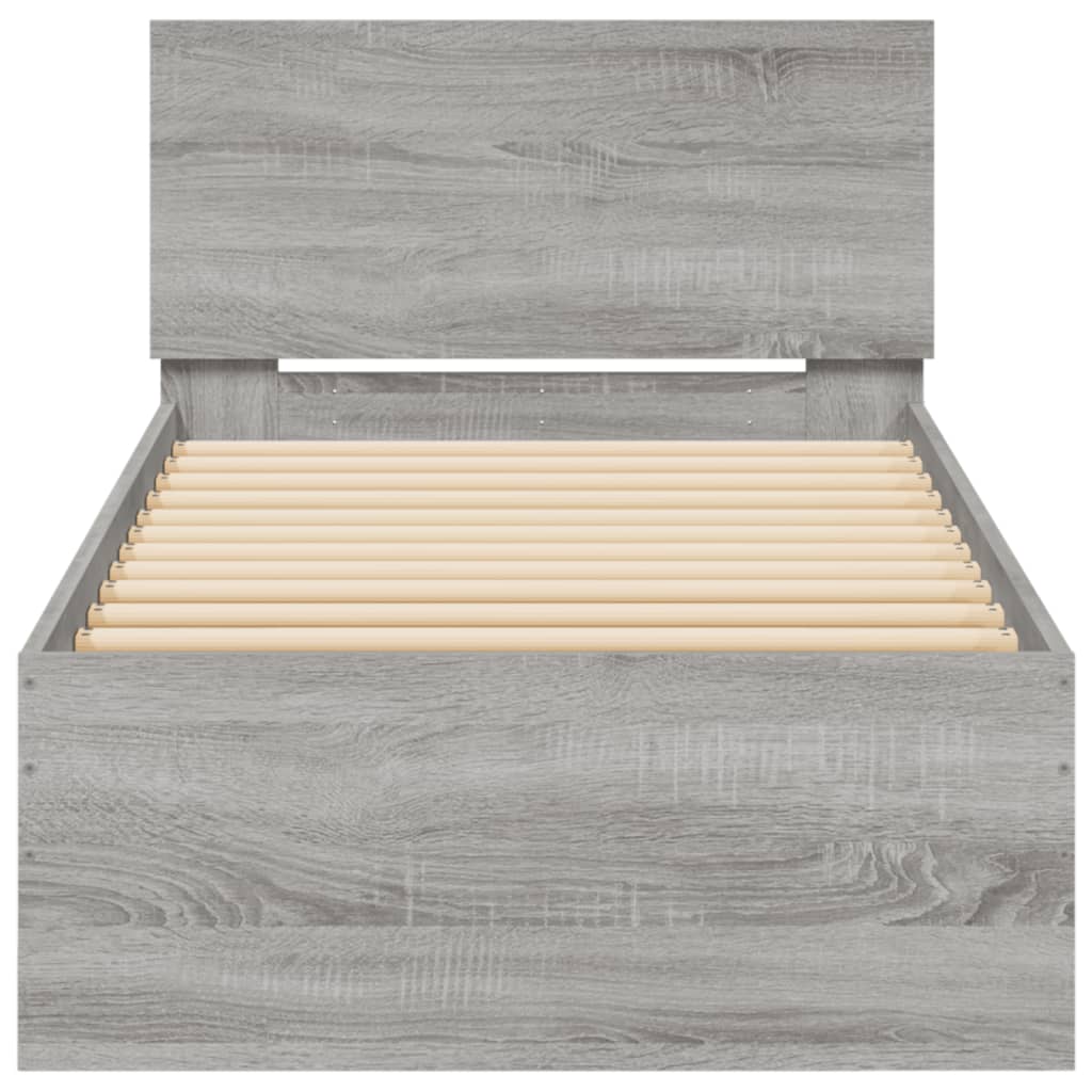 Giroletto con Testiera Grigio Sonoma 75x190cm Legno Multistrato 838664