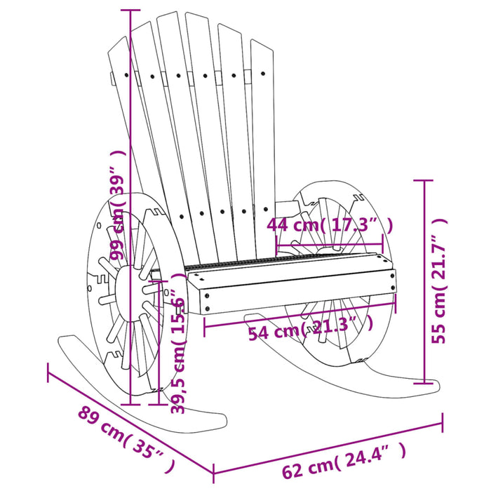 Sedia a Dondolo Adirondack in Legno Massello di Abete 365093