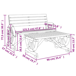 Set Salotto da Giardino 2 pz in Legno Massello di Abete 365105